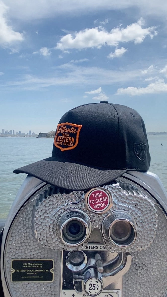 MADE IN USA Atlantic & Western Shield 5-Panel Baseball Cap - Black/Orange