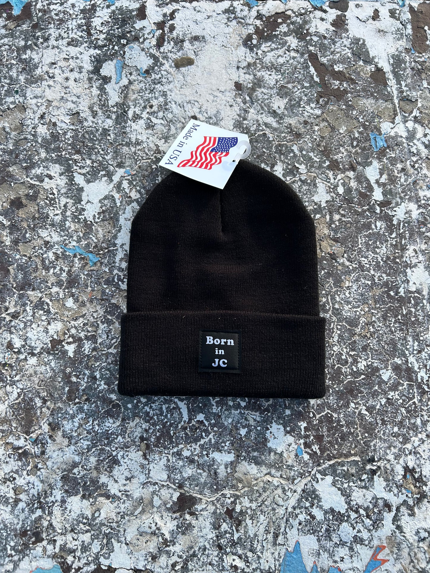 MADE IN USA Born in JC Waterfront Beanie - Black