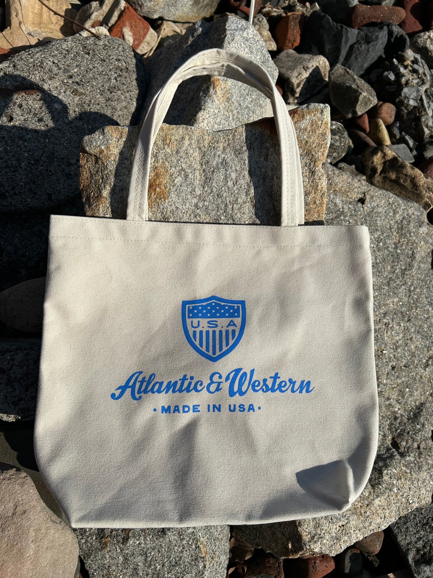 MADE IN USA Shore Tote Bag - Natural/Blue