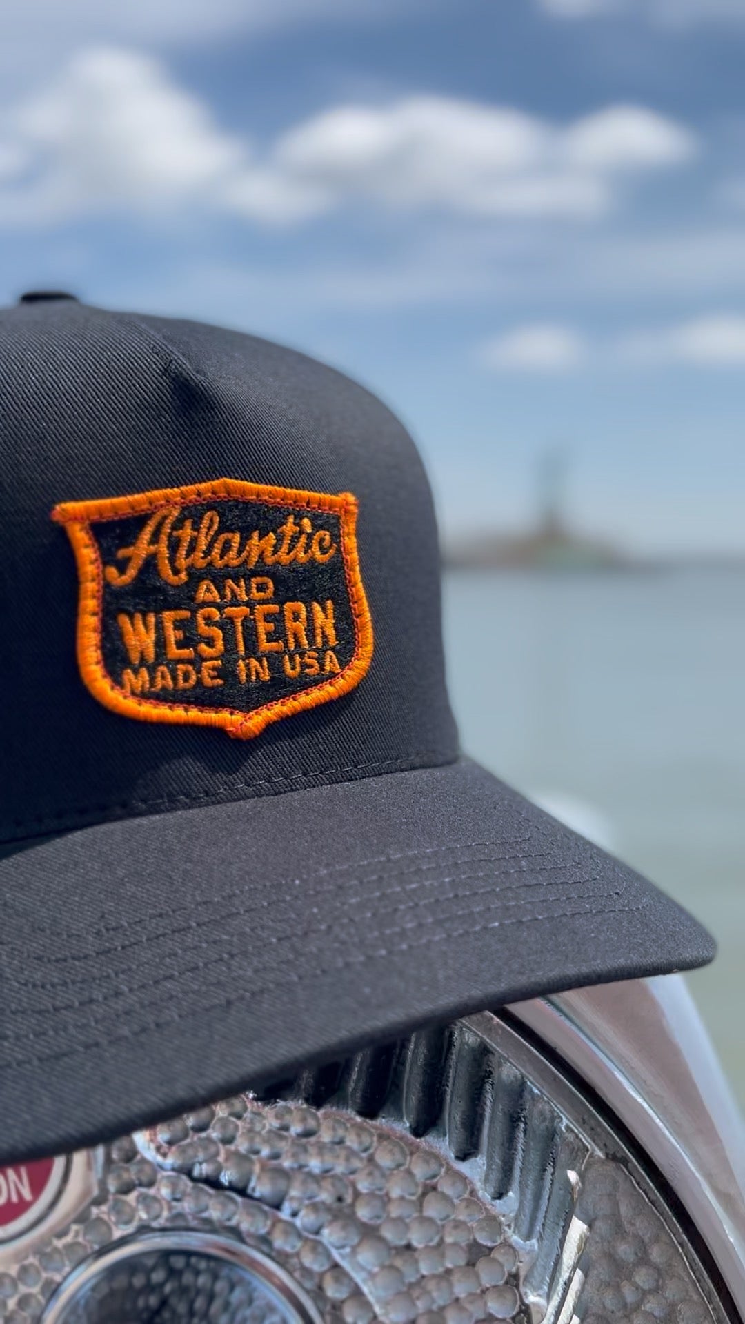 MADE IN USA Atlantic & Western Shield 5-Panel Baseball Cap - Black/Orange