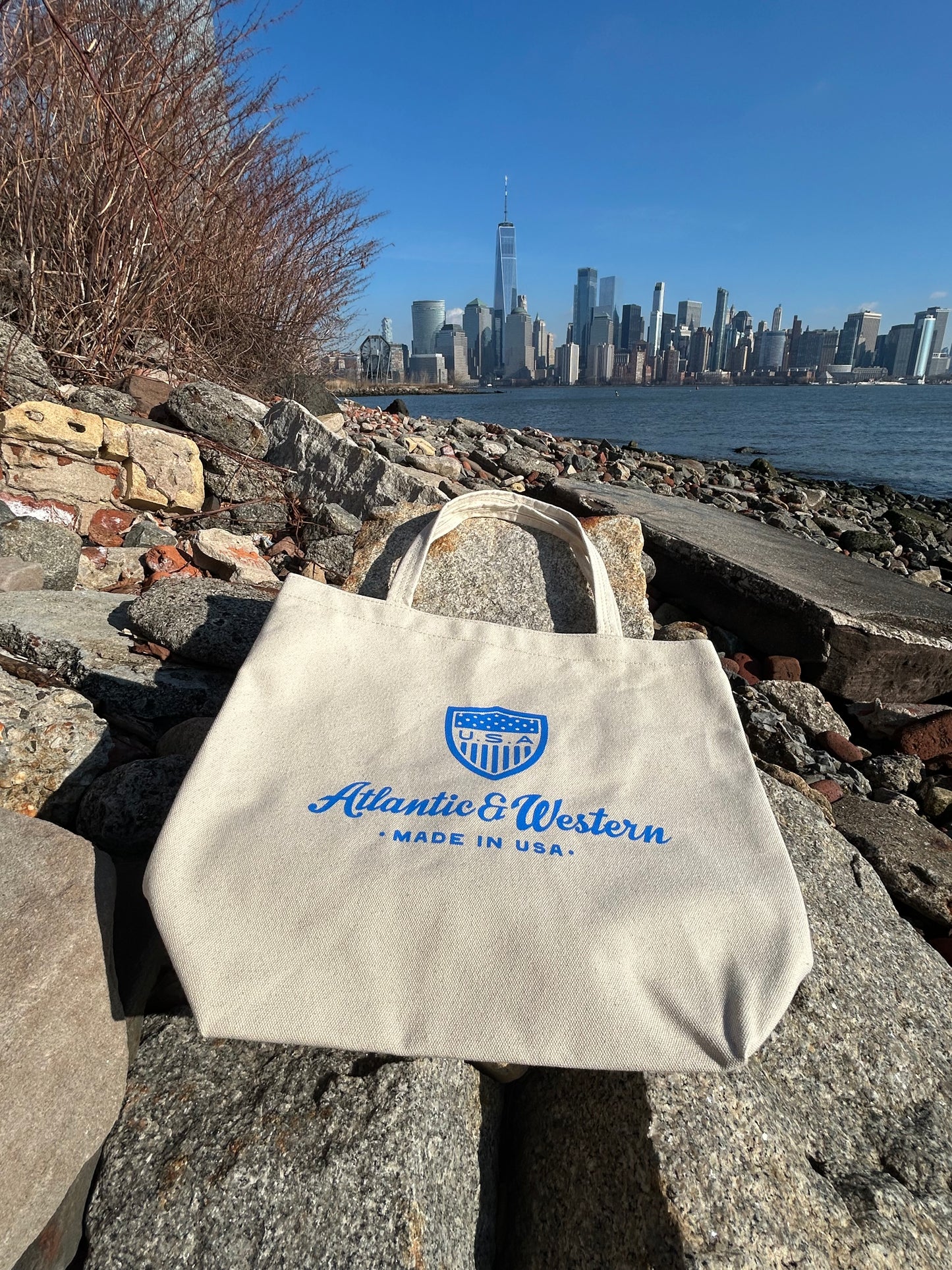MADE IN USA Shore Tote Bag - Natural/Blue