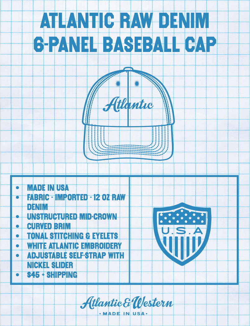 MADE IN USA Atlantic Raw Denim 6-Panel Baseball Cap