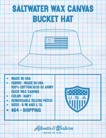 MADE IN USA Saltwater Wax Canvas Bucket Hat – Navy - Size S/M