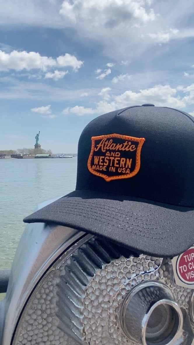 MADE IN USA Atlantic & Western Shield 5-Panel Baseball Cap - Black/Orange