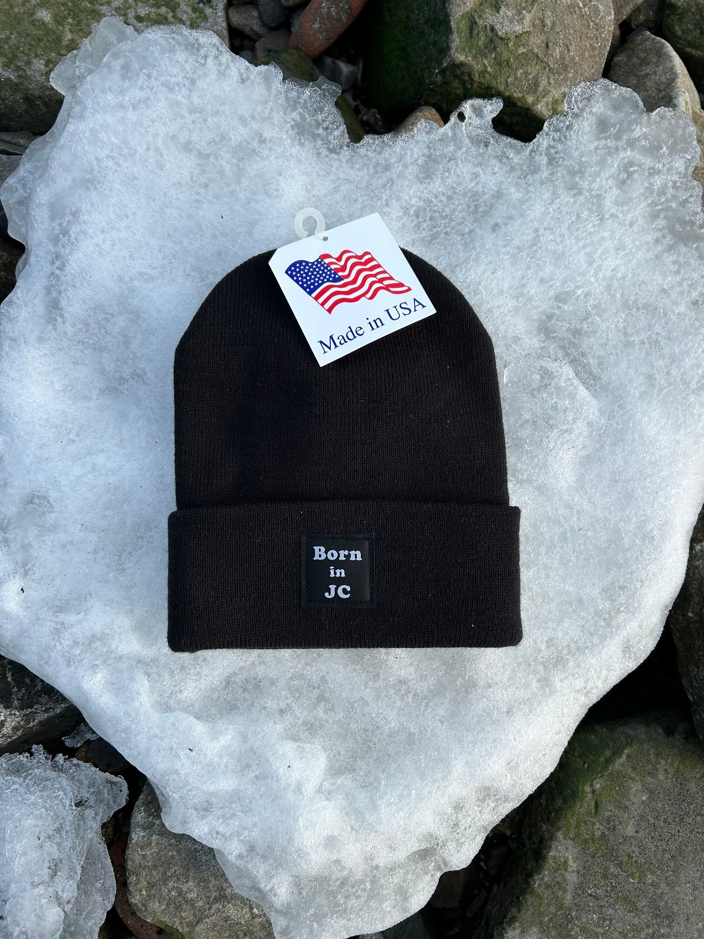 MADE IN USA Born in JC Waterfront Beanie - Black