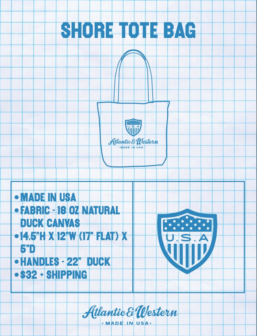 MADE IN USA Shore Tote Bag - Natural/Blue