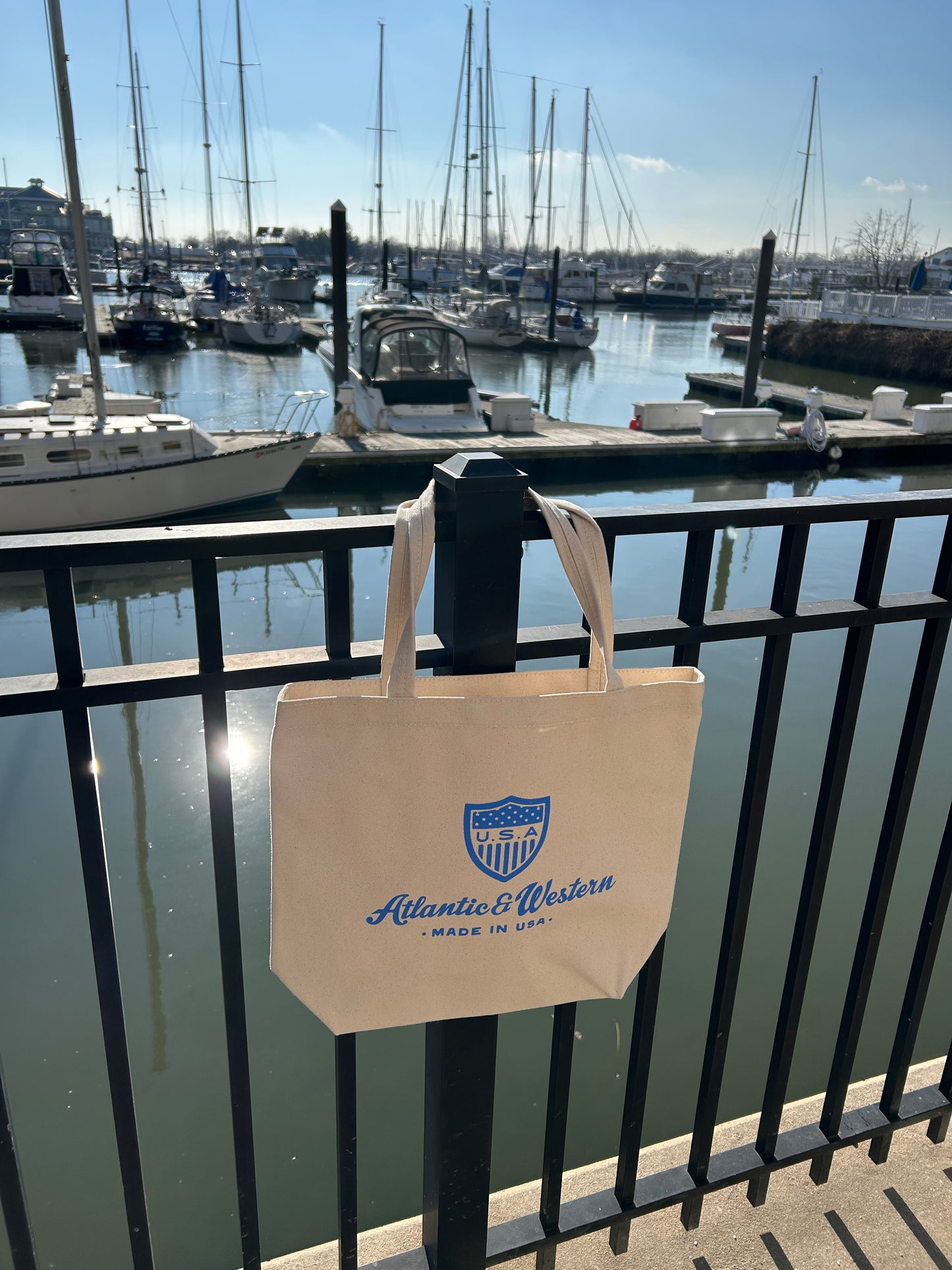 MADE IN USA Shore Tote Bag - Natural/Blue