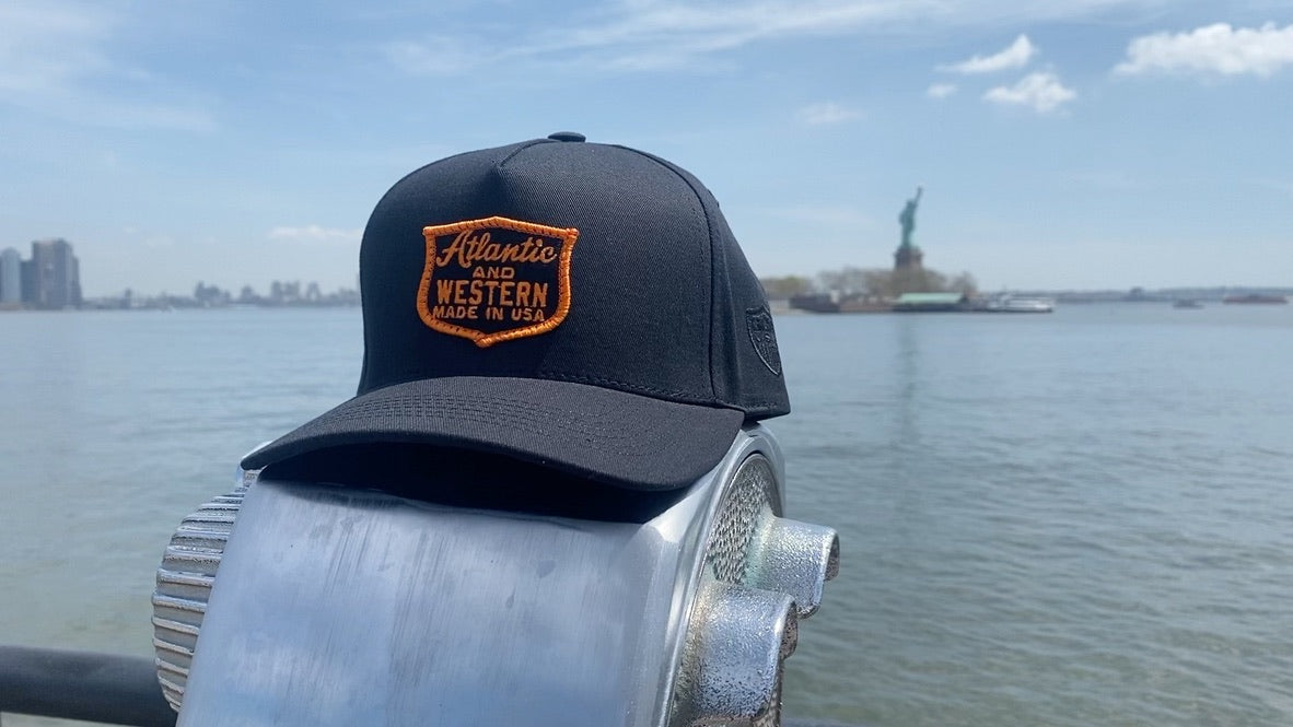 MADE IN USA Atlantic & Western Shield 5-Panel Baseball Cap - Black/Orange