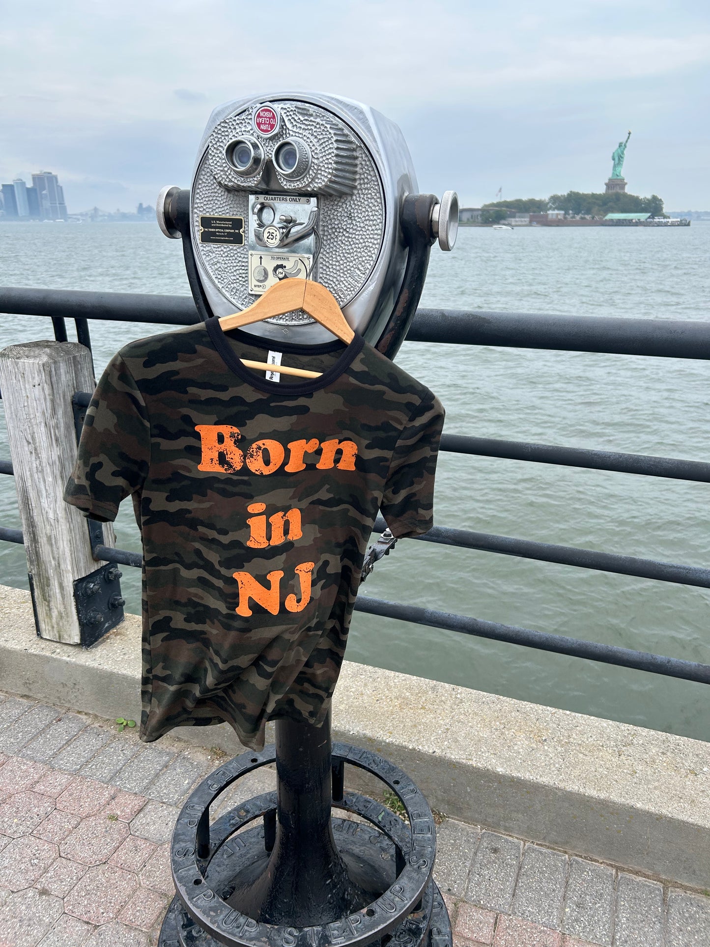 ADULT MADE IN USA Born in New Jersey T-Shirt - Camo/Orange