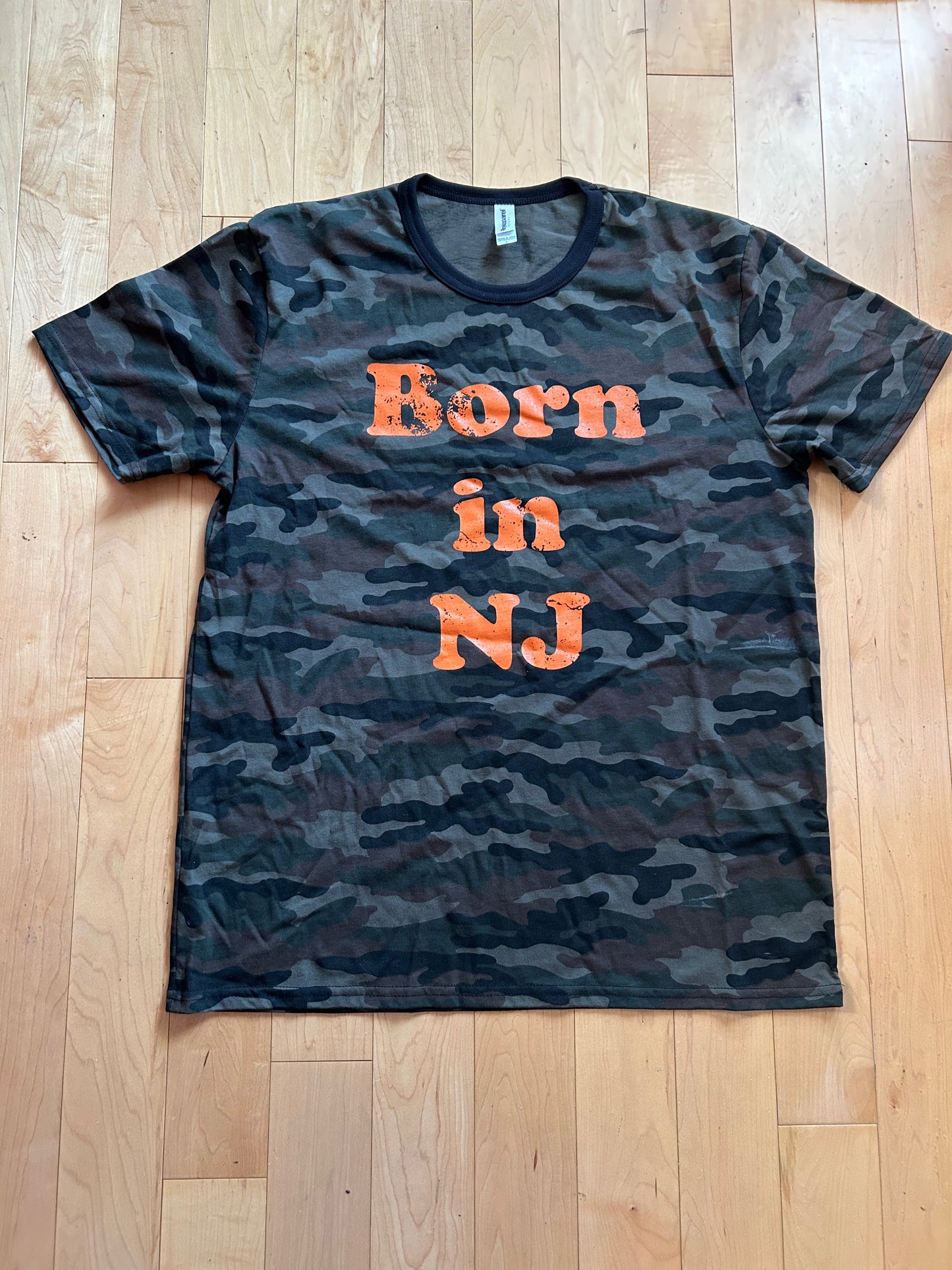 ADULT MADE IN USA Born in New Jersey T-Shirt - Camo/Orange