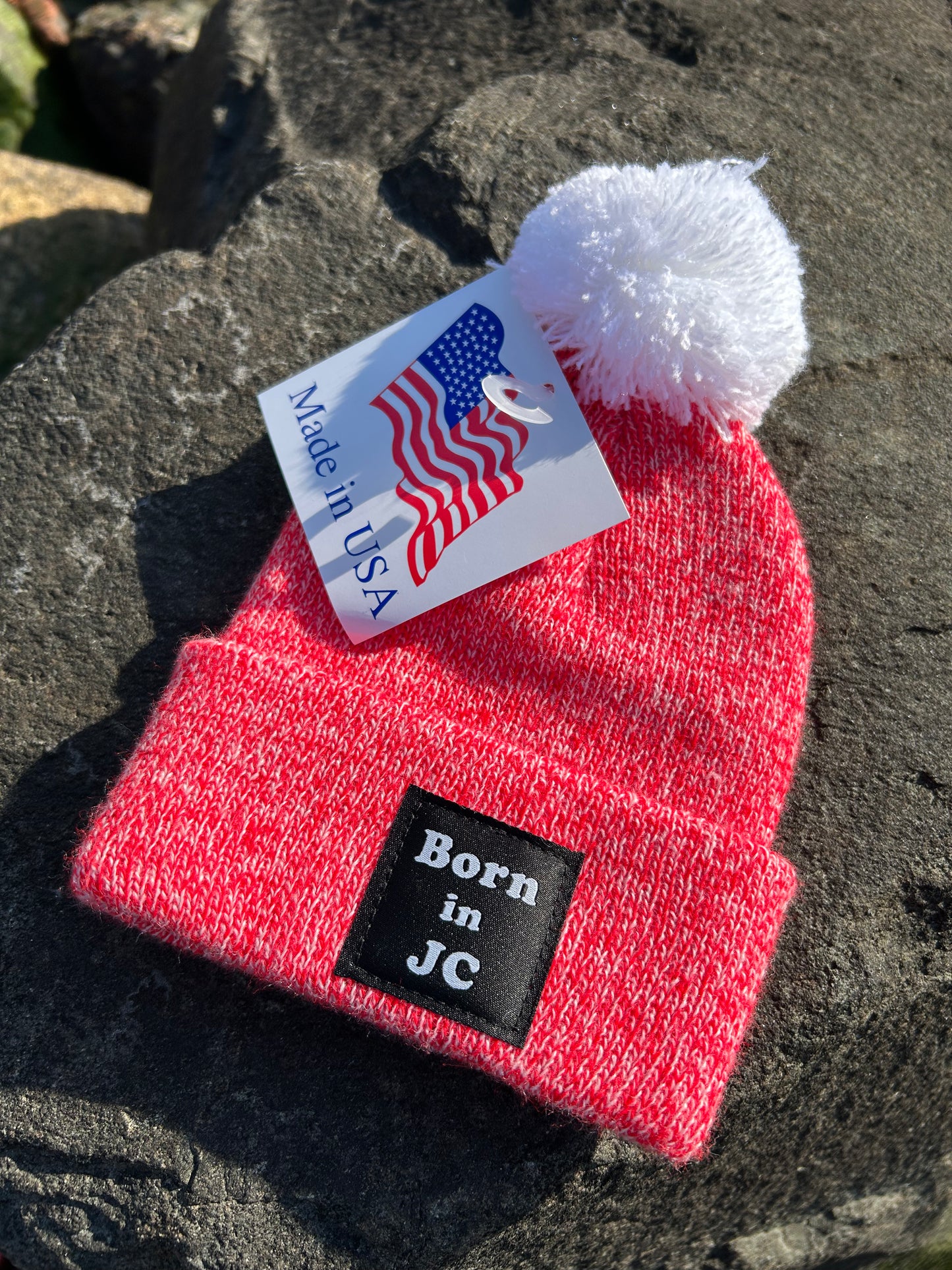 INFANT MADE IN USA Waterfront Beanie - Red Pom