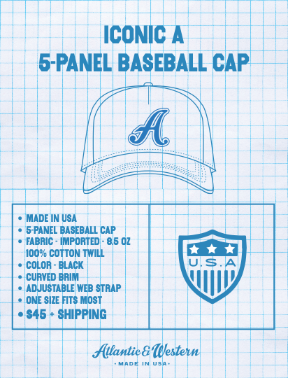 MADE IN USA Iconic A 5-Panel Baseball Cap - Black/Blue