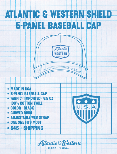 MADE IN USA Atlantic & Western Shield 5-Panel Baseball Cap - Black/Orange