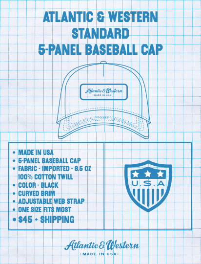 MADE IN USA Atlantic & Western Standard 5-Panel Baseball Cap - Black/Blue