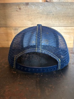 MADE IN USA Western Raw Denim 6-Panel Mesh Trucker Hat - CURVED BRIM
