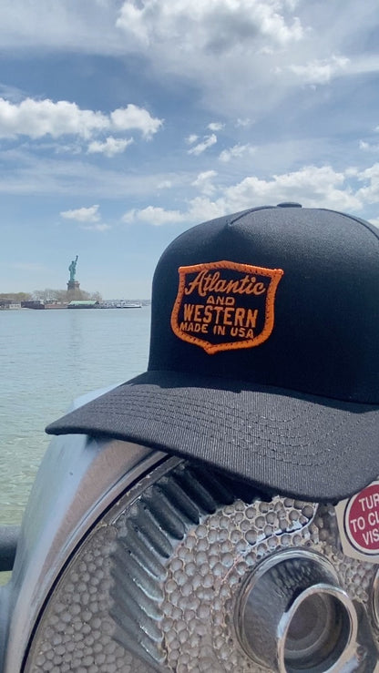 MADE IN USA Atlantic & Western Shield 5-Panel Baseball Cap - Black/Orange