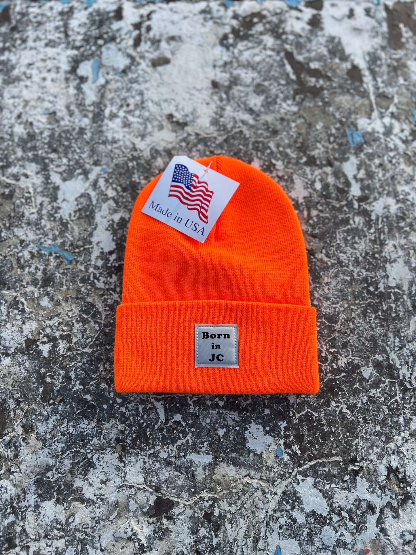 MADE IN USA Born in JC Waterfront Beanie - Orange