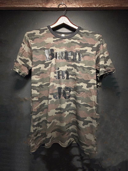 ADULT MADE IN USA Born in Jersey City T-Shirt - Camo/Black