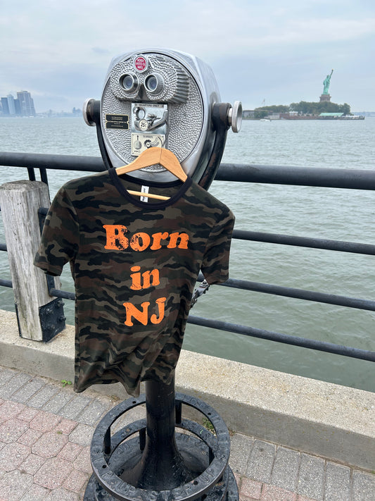 ADULT MADE IN USA Born in New Jersey T-Shirt - Camo/Orange