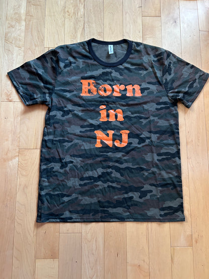 ADULT MADE IN USA Born in New Jersey T-Shirt - Camo/Orange