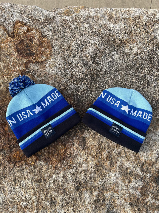 MADE IN USA Bathymetric Shades of Blue Jacquard Sport Beanie - Bathymetric Blue