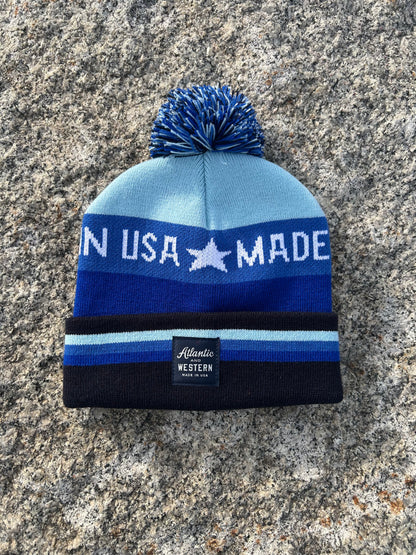 MADE IN USA Bathymetric Shades of Blue Jacquard Sport Beanie - Bathymetric Blue