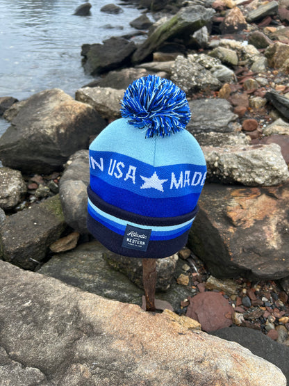 MADE IN USA Bathymetric Shades of Blue Jacquard Sport Beanie - Bathymetric Blue