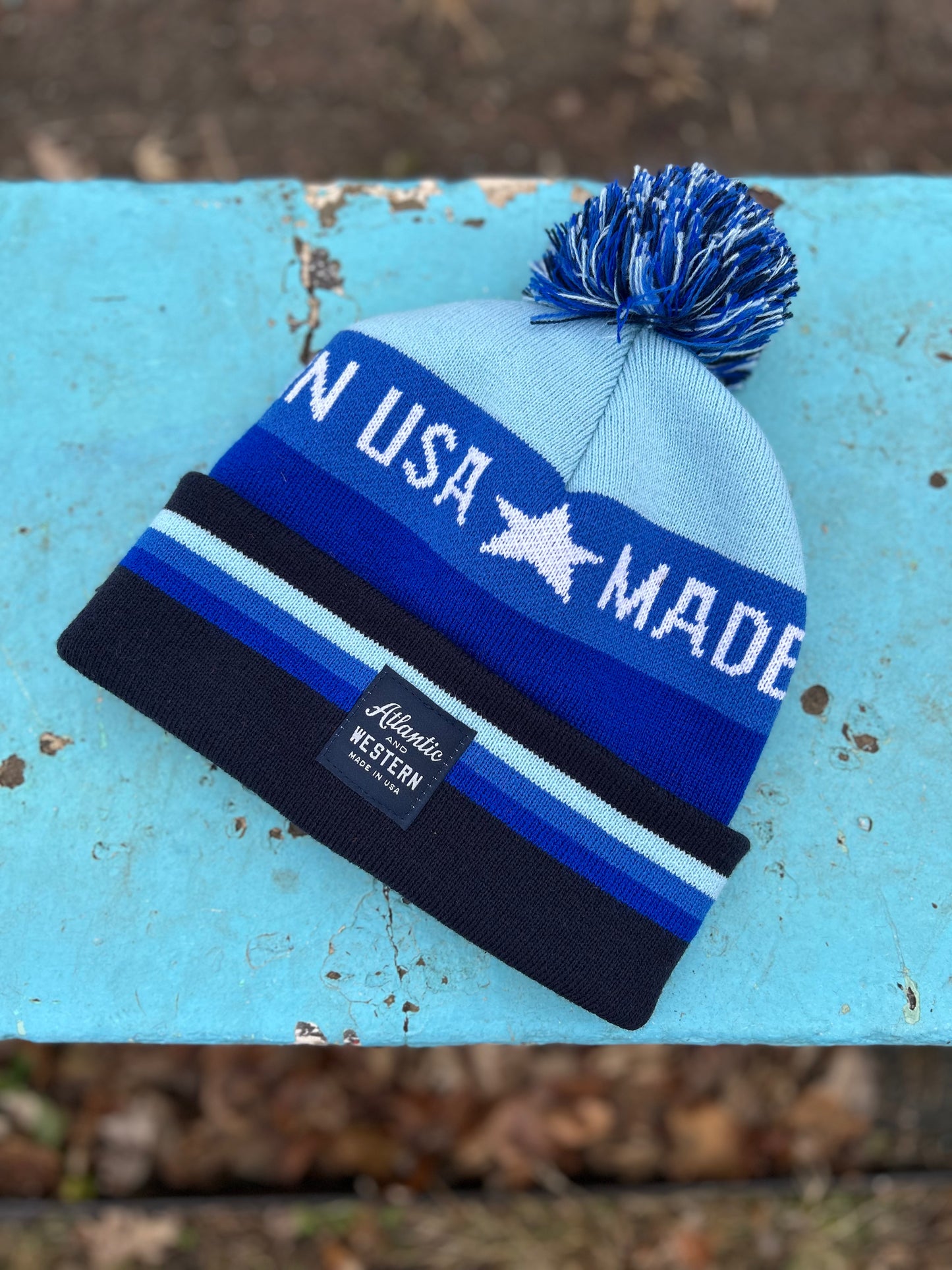 MADE IN USA Bathymetric Shades of Blue Jacquard Sport Beanie - Bathymetric Blue