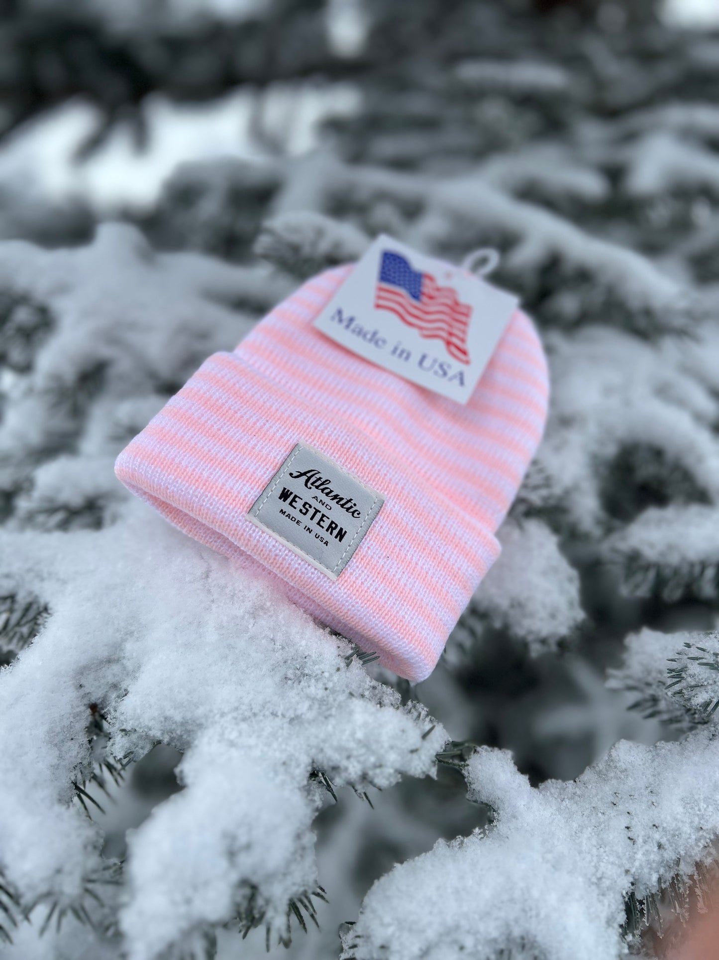 INFANT MADE IN USA Waterfront Beanie - Pink Stripe