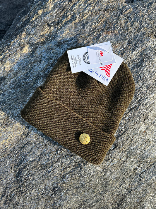 MADE IN USA Expedition 100% Wool Watch Cap with Thinsulate Insert - Olive