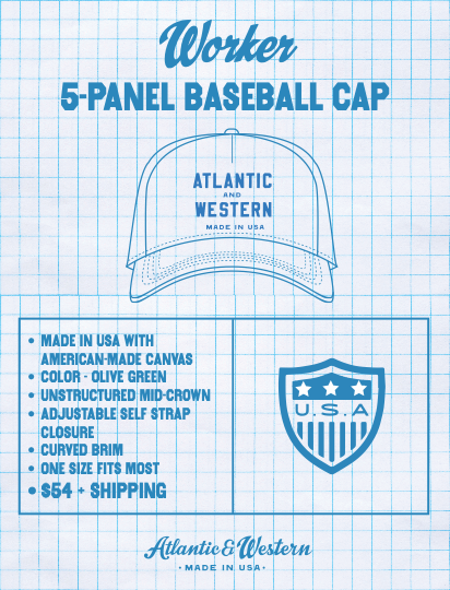MADE IN USA Atlantic & Western Worker 5-Panel Baseball Cap - Olive Green