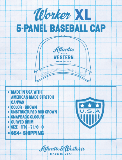 MADE IN USA Atlantic & Western Worker XL 5-Panel Baseball Cap - Brown